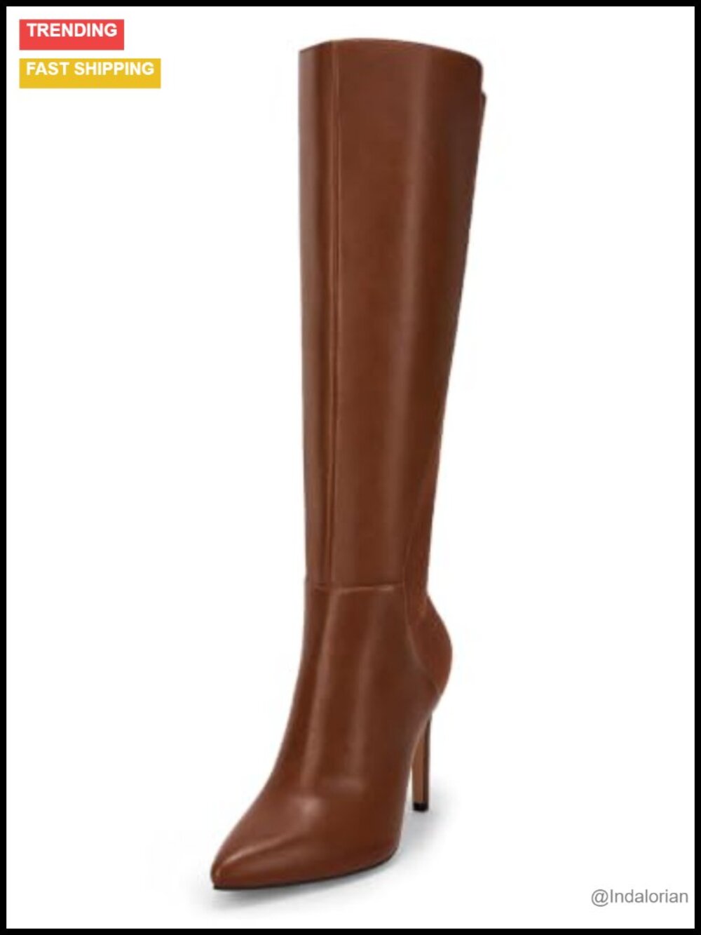 Faux Leather Suede Knee High Boots Stiletto Heel Pointed Toe Zip